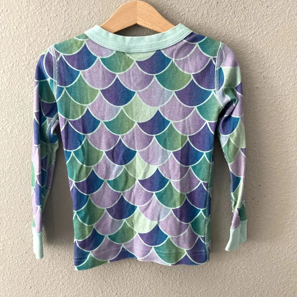 Hanna Andersson Mermaid Scales Long John Pajamas - Purple Green Blue - 4 or 100